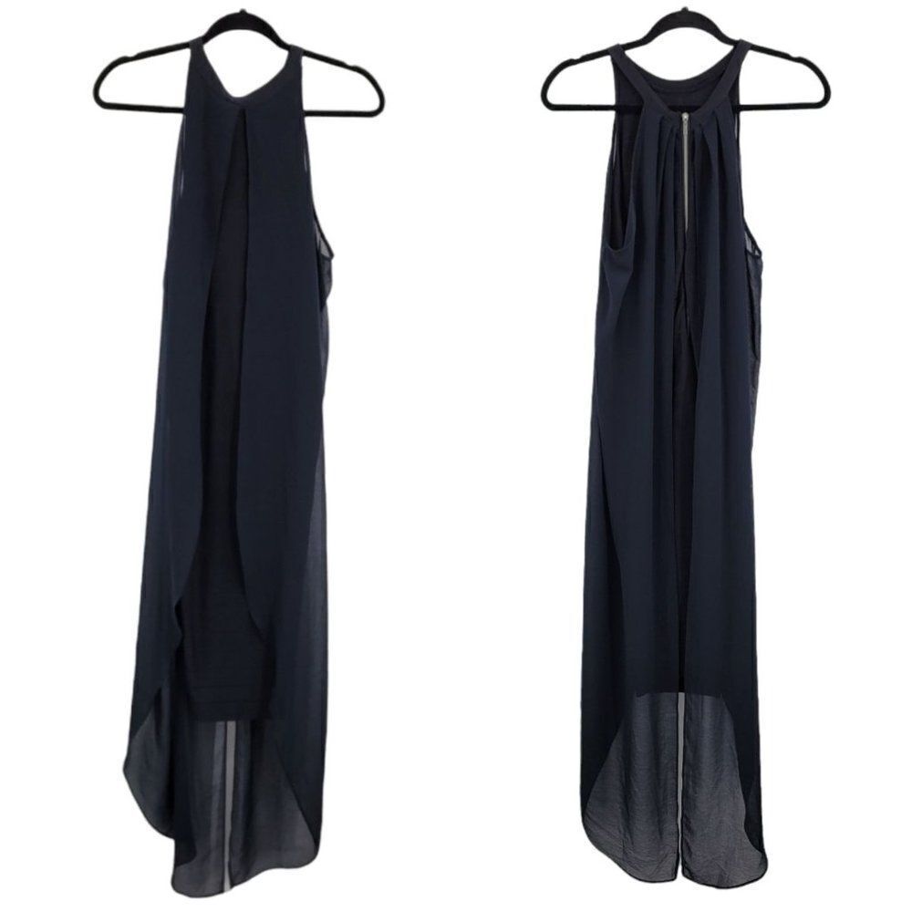 Venus Dress Knit Bodycon Halter Exposed Zipper Edgy Witchy Caped‎ Black Sz 8
